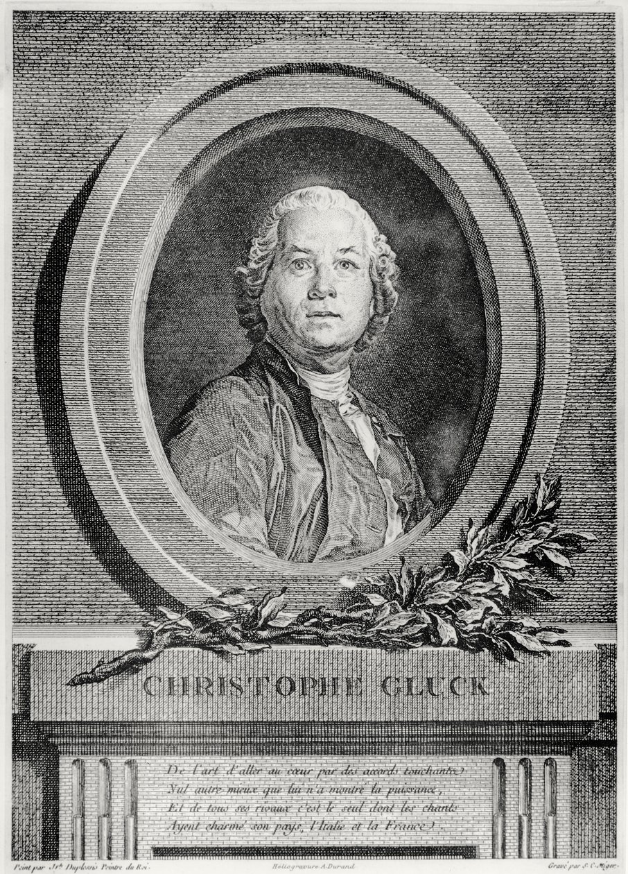 Portrét Christopha Glucka, německého skladatele, vyryl Simon Charles Miger (1736-1820) (heliogravura) od Joseph Siffred Duplessis