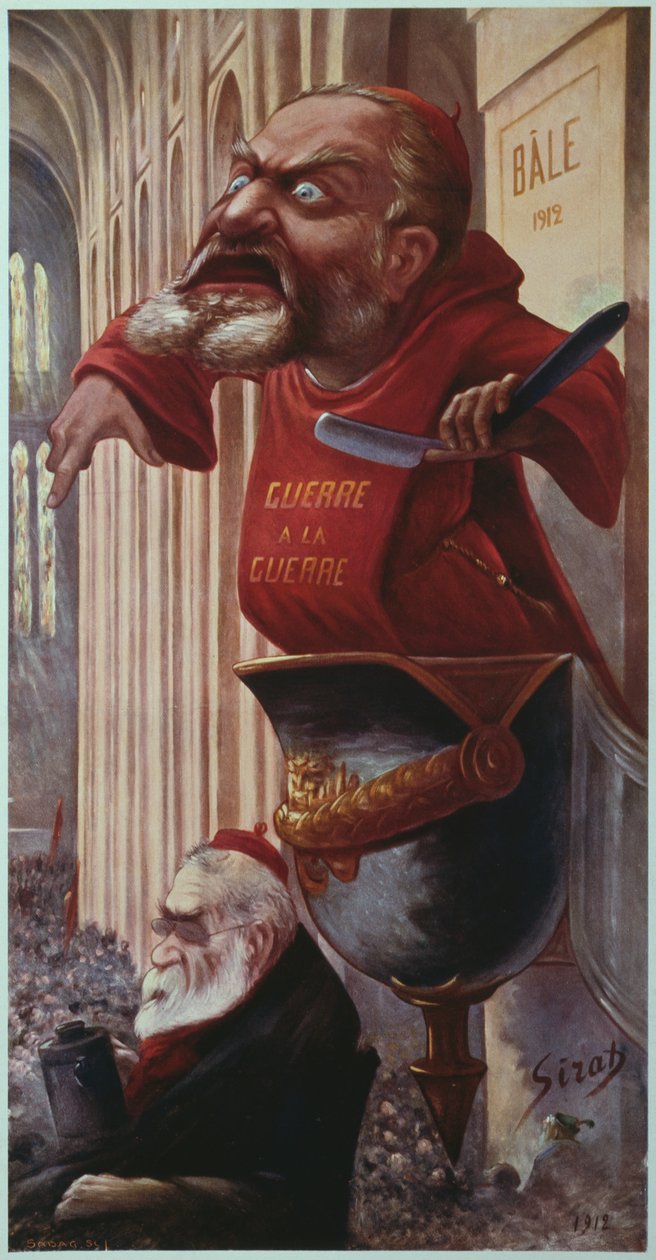 Karikatura Jeana Jaurese a Edouarda Vaillanta na kongresu Druhé socialistické internacionály v Basileji v roce 1912. od Joseph Sirat