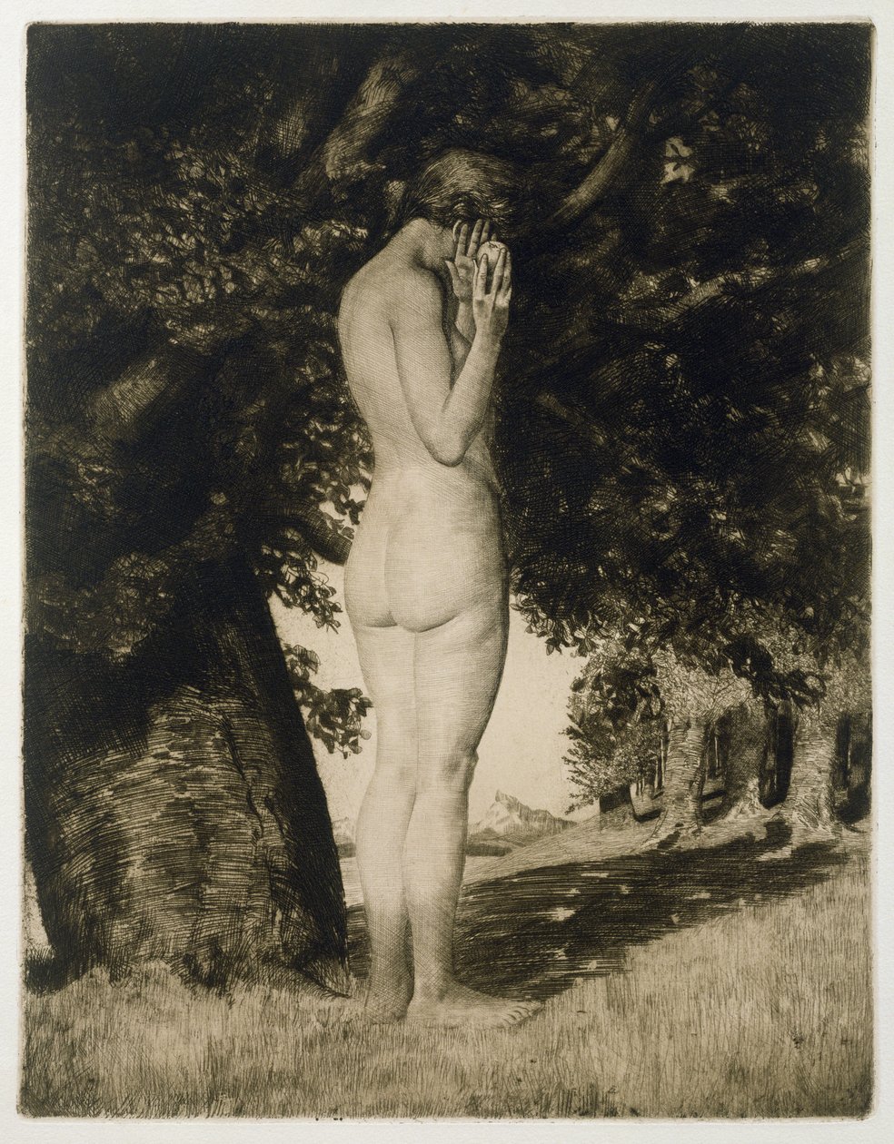 Eva, 1918 (lept na papíře) od Joseph Uhl