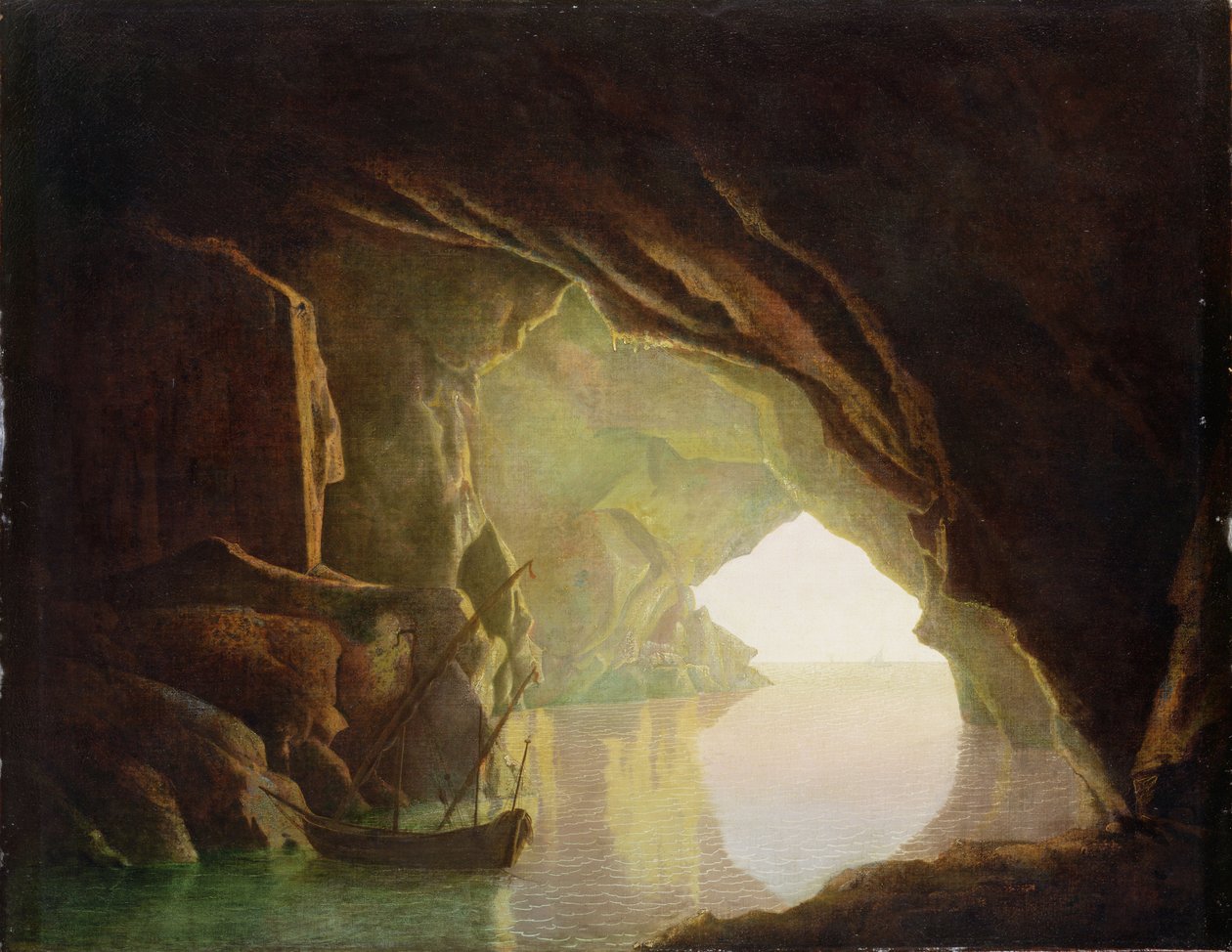 Jeskyně v zálivu Salerno, Západ slunce, c.1780-1 od Joseph Wright of Derby