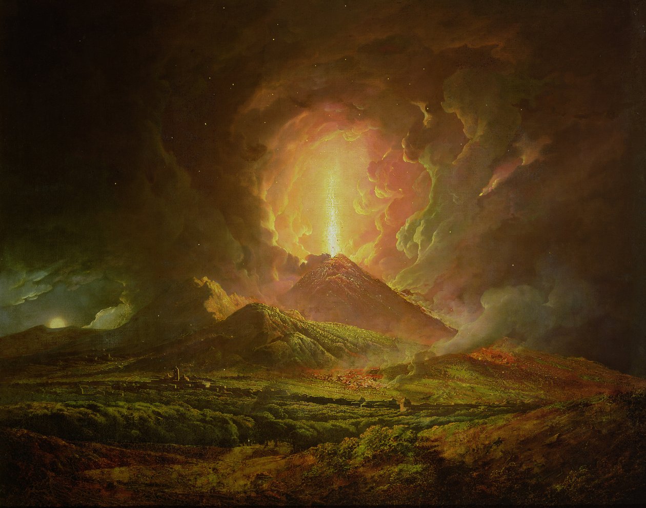 Erupce Vesuvu, viděná z Portici, c.1774-6 od Joseph Wright of Derby