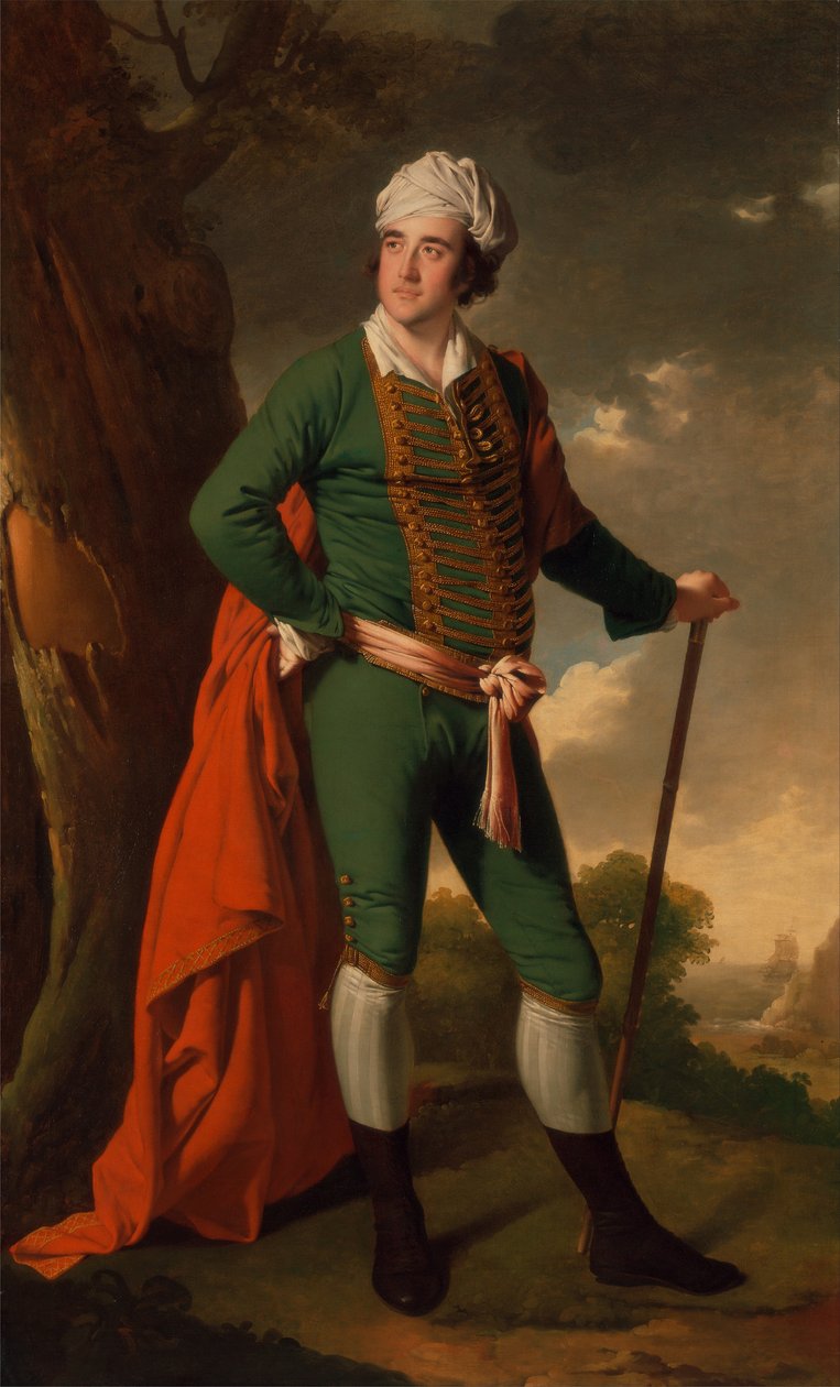 Portrét muže, známého jako indický kapitán od Joseph Wright of Derby