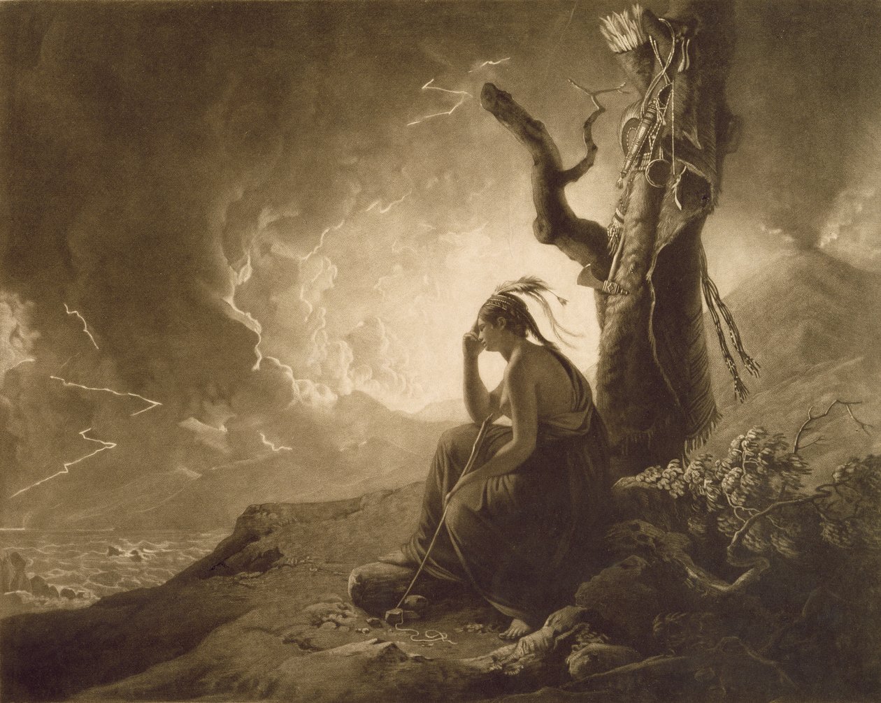 Indická vdova, 1789 (mezzotinta) od Joseph Wright of Derby