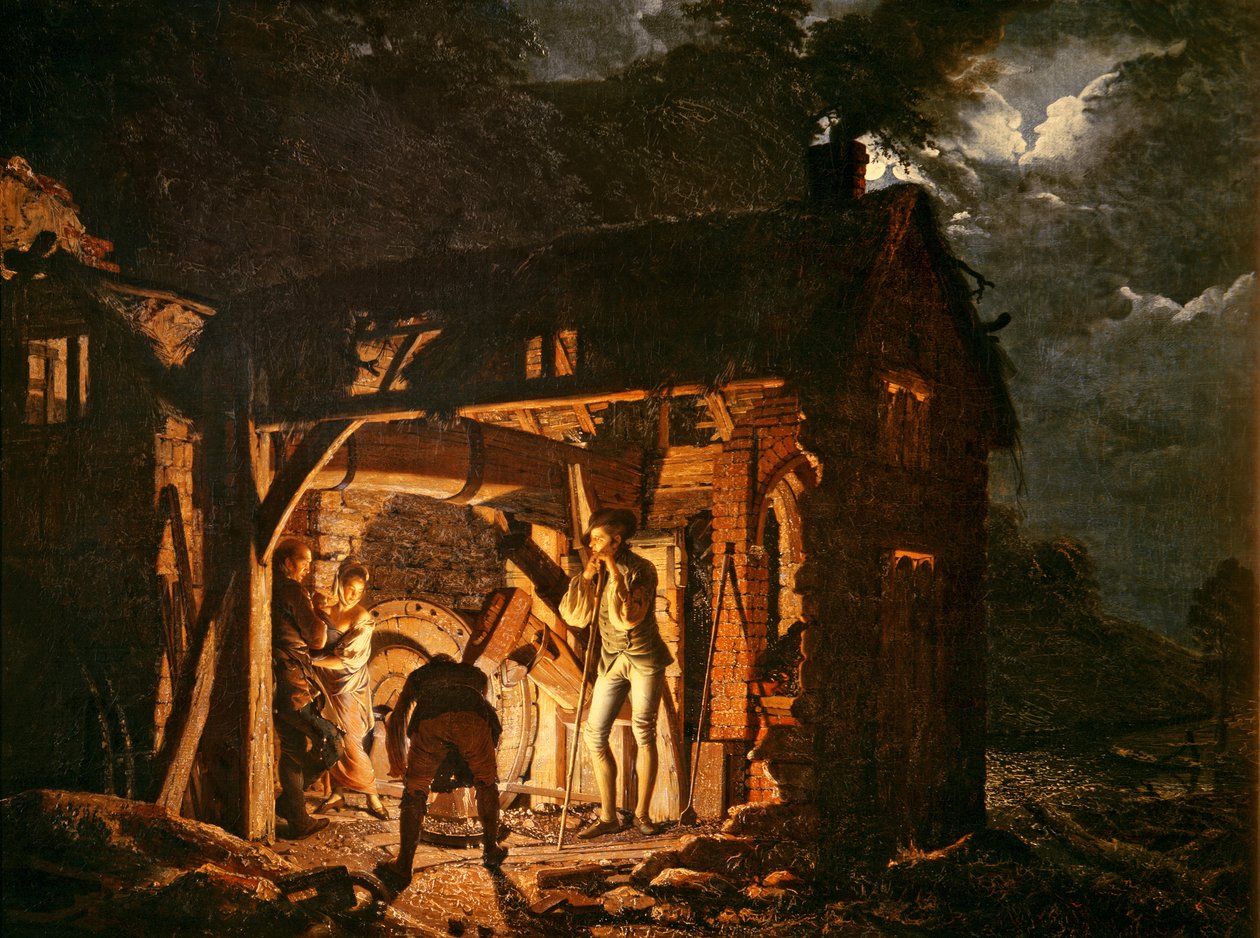Železná kovárna při pohledu zvenčí, c.1770 od Joseph Wright of Derby