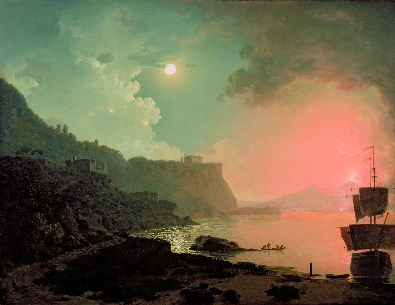 Vesuv z Posillipa, kolem roku 1788 od Joseph Wright of Derby