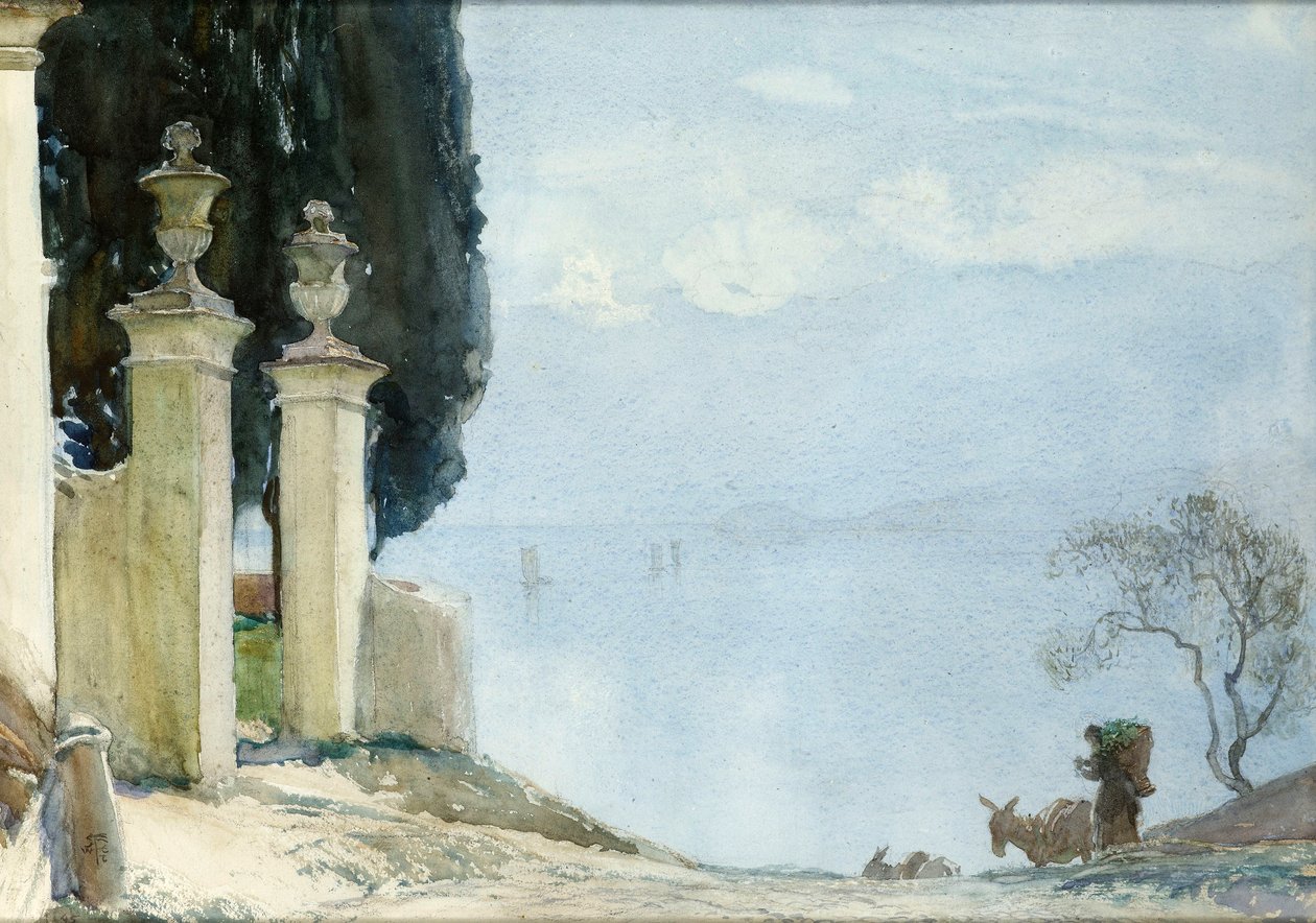 Modrý den na Como, kolem roku 1900 od Joseph Walter West