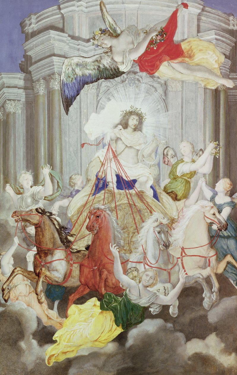 Triumf francouzského krále Ludvíka XIV (1638-1715) na slunečním voze, před nímž jede Aurora od Joseph Werner