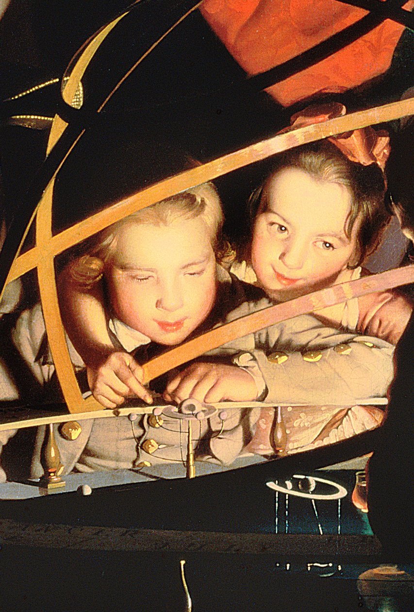 Děti prohlížející Orrery, c.1766 detail olej na plátně z 4262 od Joseph Wright of Derby