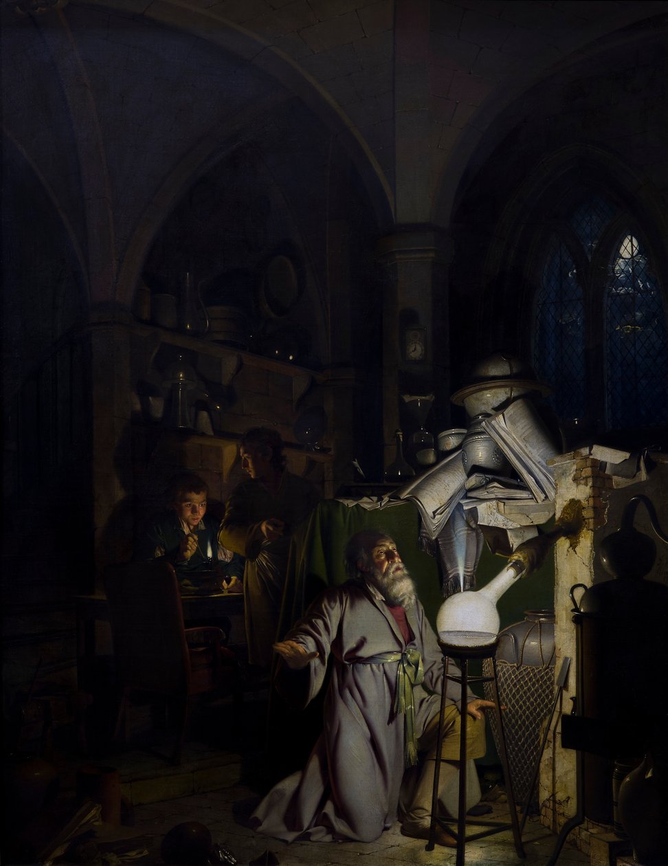 Alchymista při hledání kamene mudrců od Joseph Wright of Derby