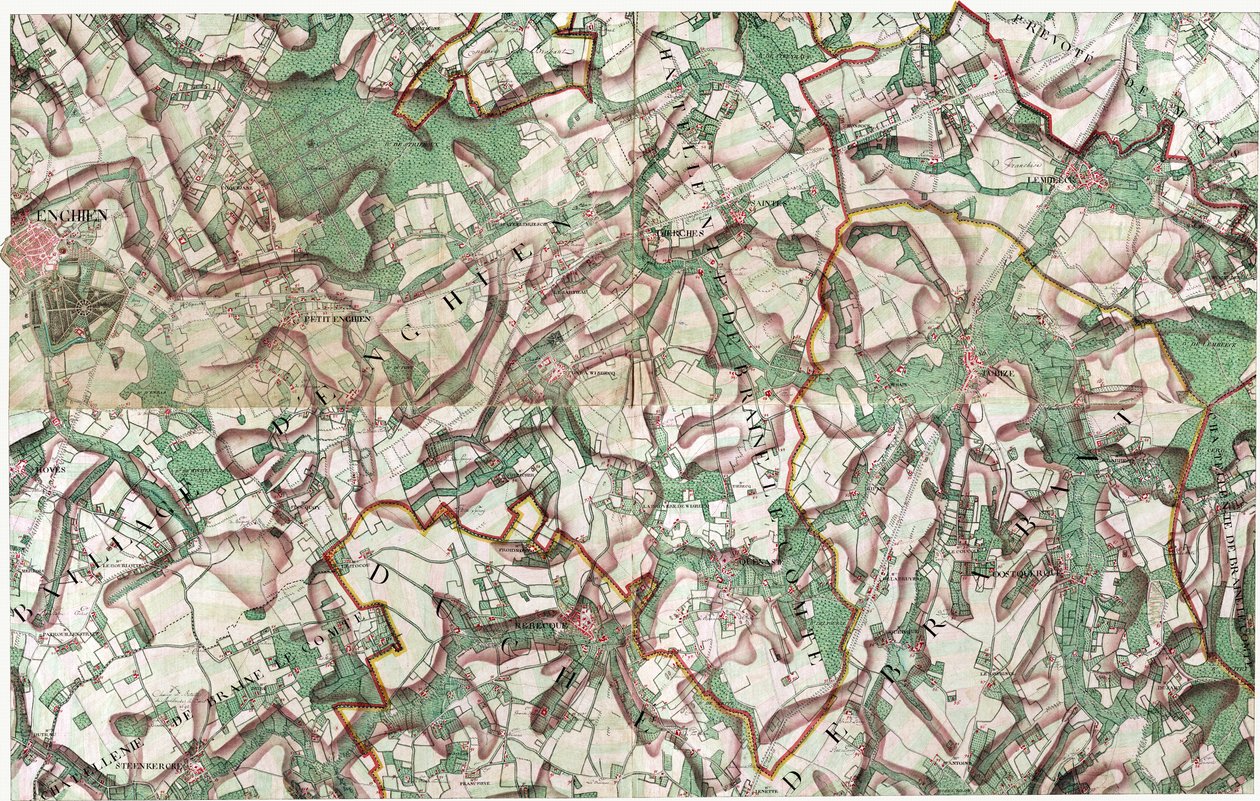 Mapa Enghien, Belgie od Joseph de Ferraris