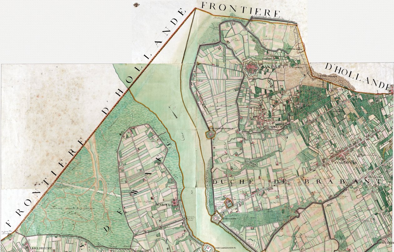 Mapa Santvliet od Joseph de Ferraris