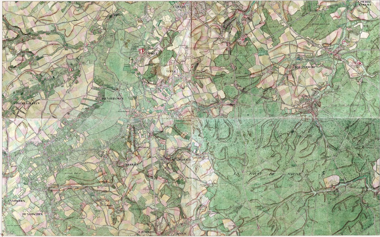 Mapa Uccle od Joseph de Ferraris