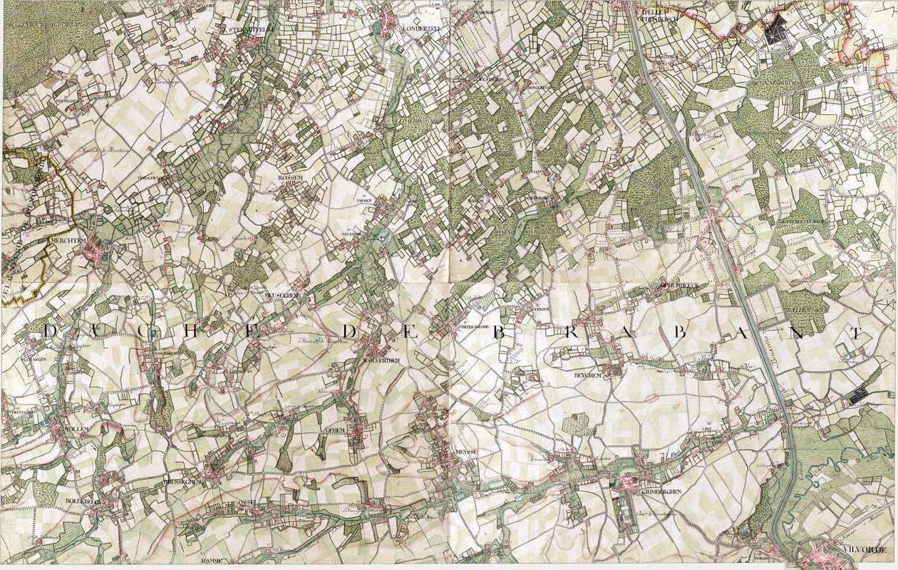 Mapa Vilvorde - Vilvoorde, Belgie od Joseph de Ferraris