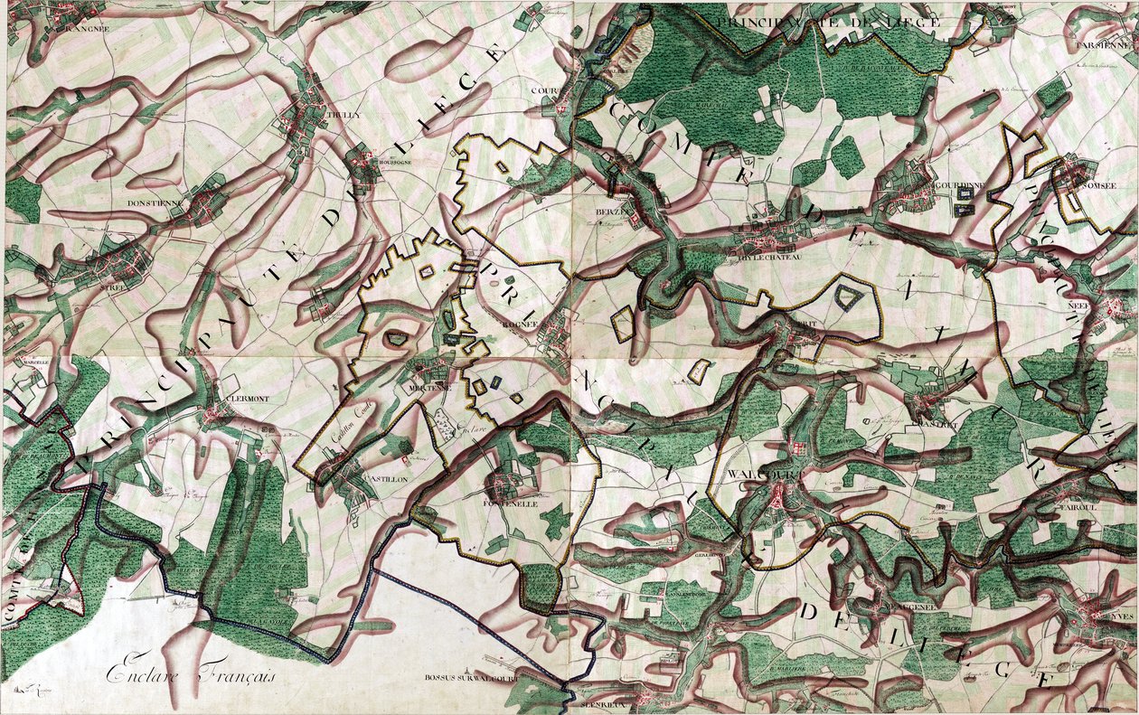 Mapa Walcourt, Belgie od Joseph de Ferraris