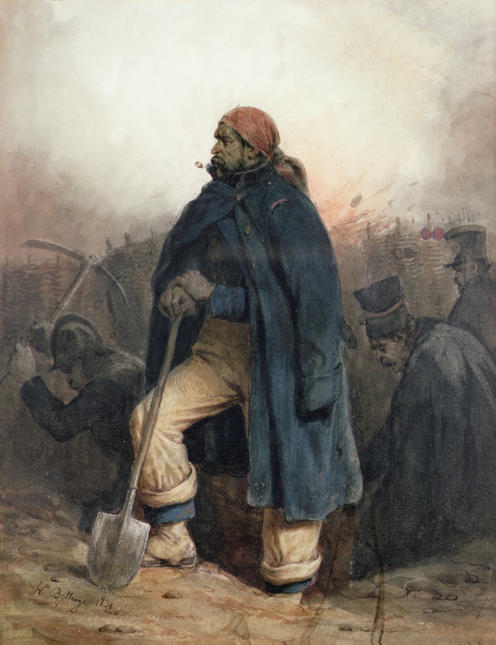 Voják s rýčem od Joseph Louis Hippolyte Bellange