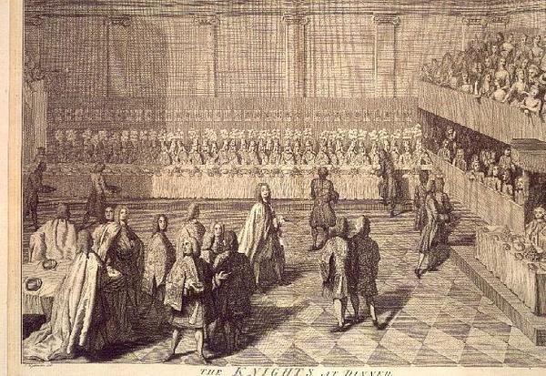 Rytíři Řádu lázní na večeři na počest prince Williama (rytina) od Joseph (after) Highmore