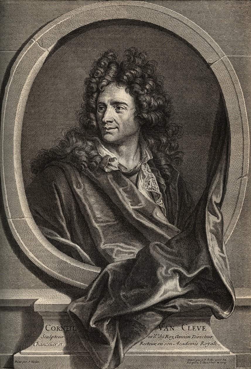 Portrét francouzského sochaře Corneille Van Cleve (1645-1732), rytina Poillyho podle obrazu Josepha Viviena od Joseph (after) Vivien