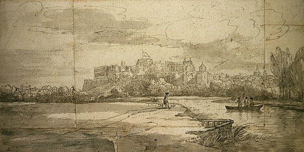 Hrad Windsor (pero a inkoust s mytím na papíře) od Joseph (attr. to) Farington
