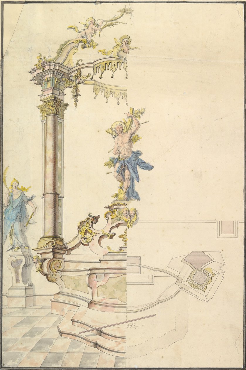 Návrh na oltářní obraz s postavou sv. Šebestiána, 1741. od Joseph Anton Feuchtmayer