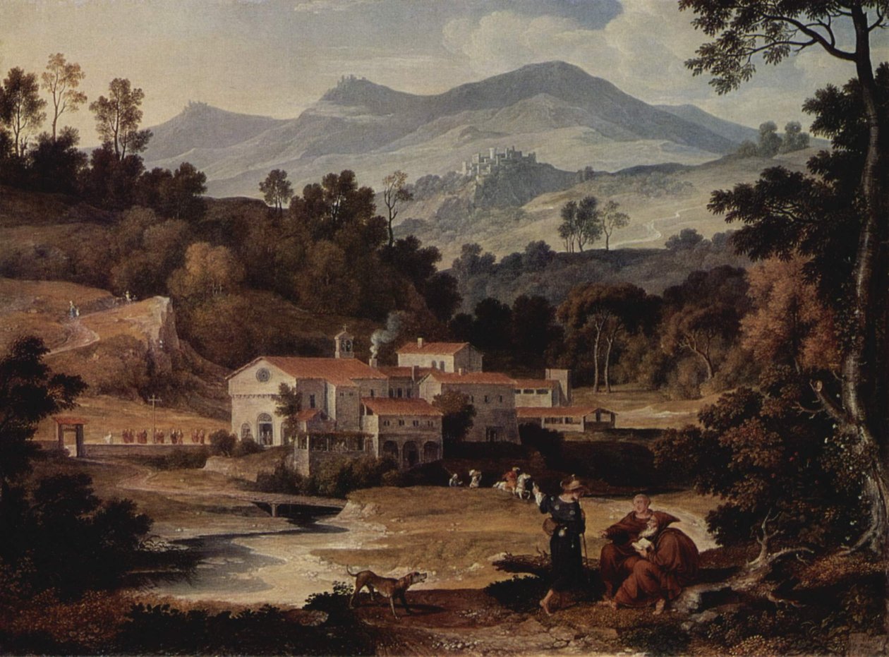 německy: Das Kloster San Francesco im Sabinergebirge bei Rom Klášter San Francesco di Civitella v Sabinských horách od Joseph Anton Koch