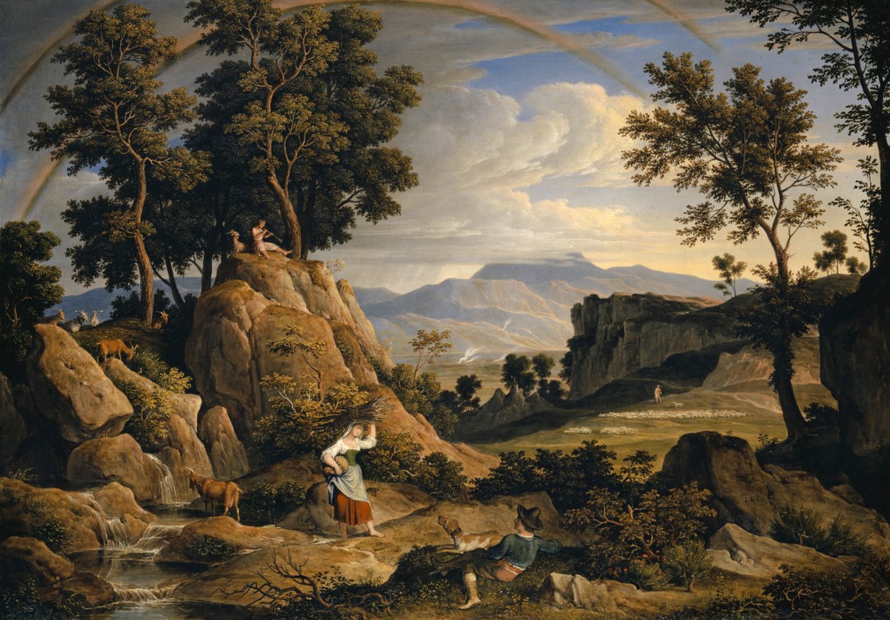 Krajina u Olevana s duhou, 1823-24 od Joseph Anton Koch