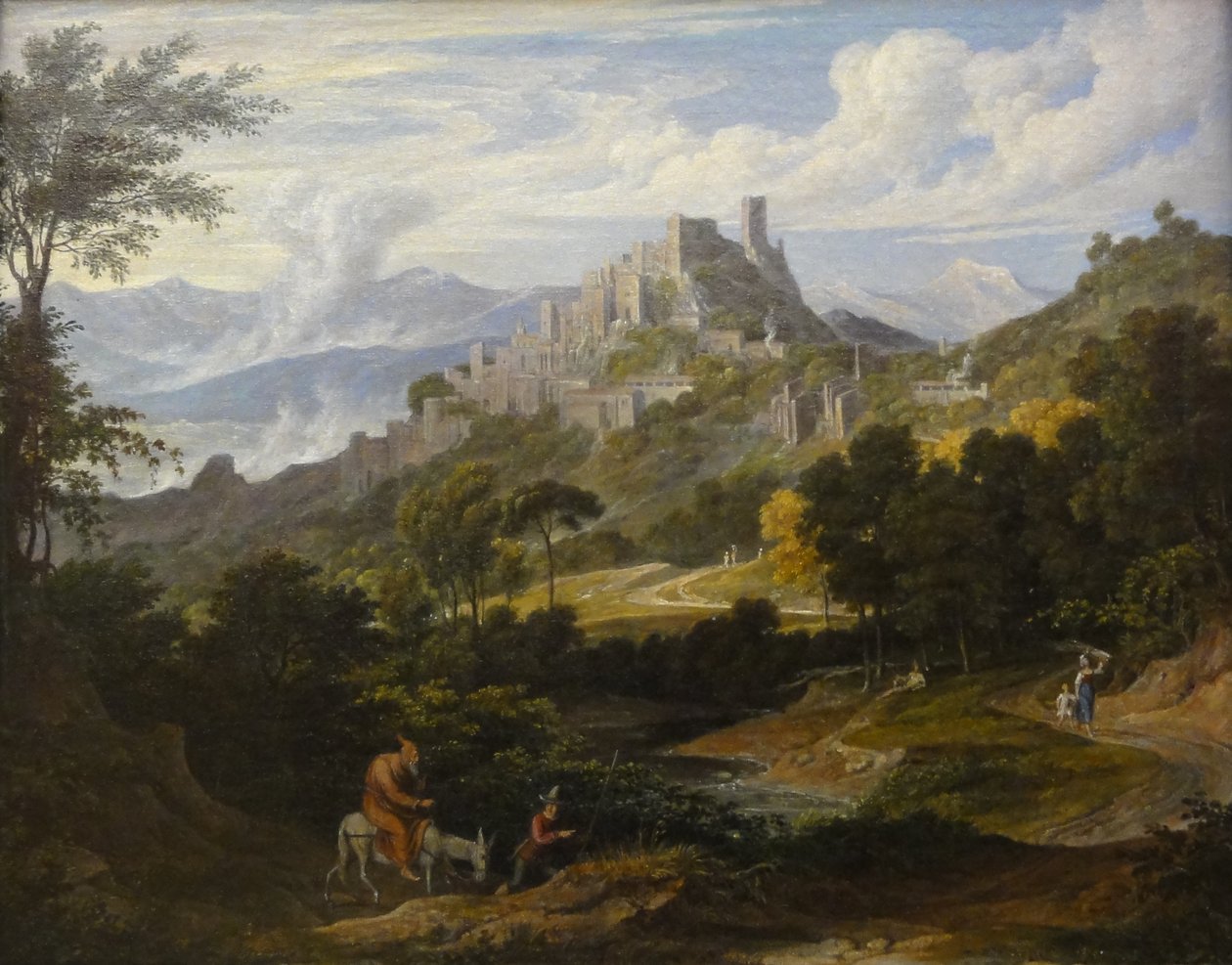 Krajina u Olevana s mnichem na koni od Joseph Anton Koch