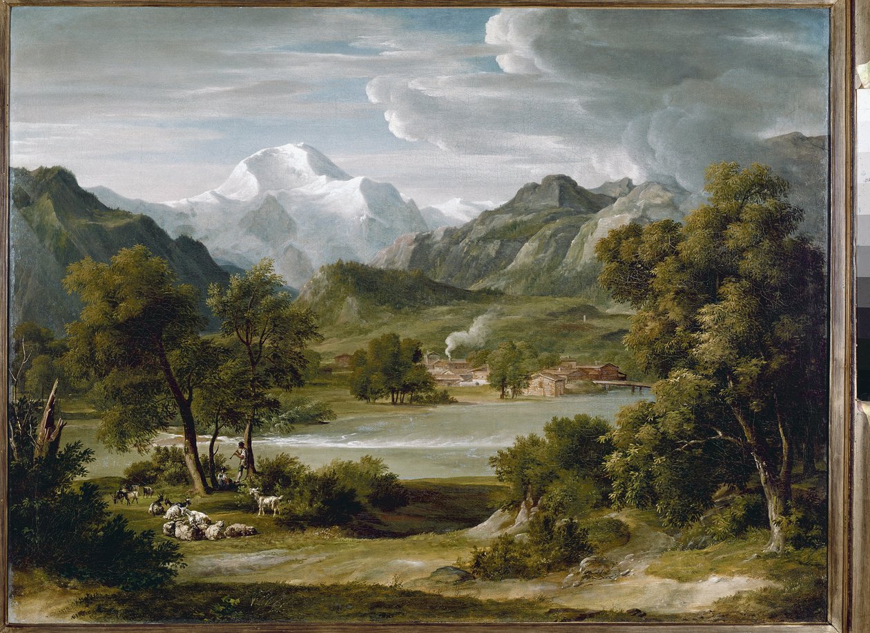 Údolí Lauterbrunnen poblíž Unterseen s výhledem na Jungfrau (Švýcarsko) (olej na plátně, cca 1821) od Joseph Anton Koch