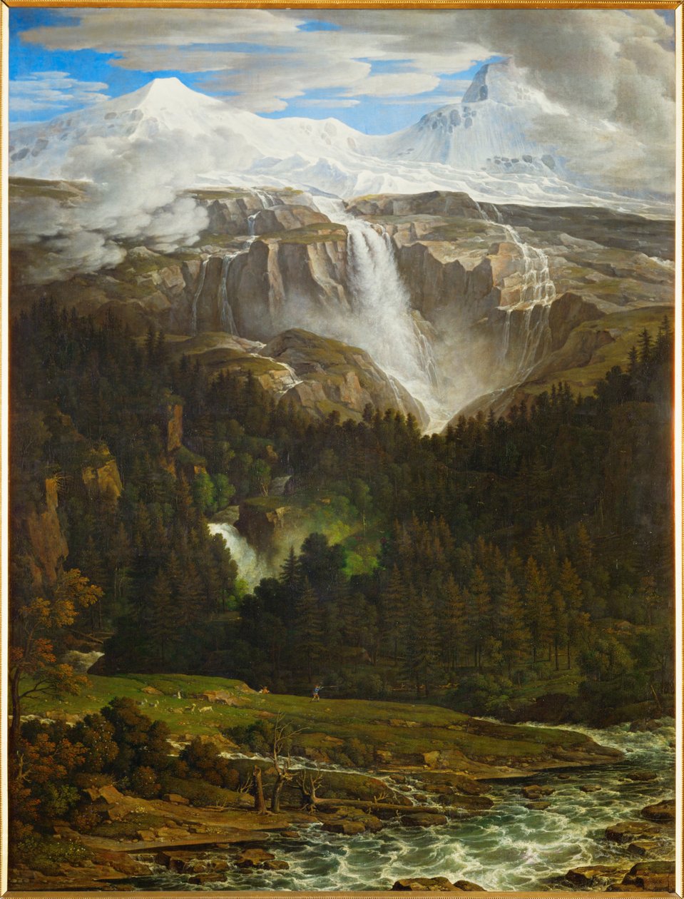 Vodopád Schmadribach v údolí Lauterbrunn, Berner Oberland, Švýcarsko ... (olej na plátně) od Joseph Anton Koch