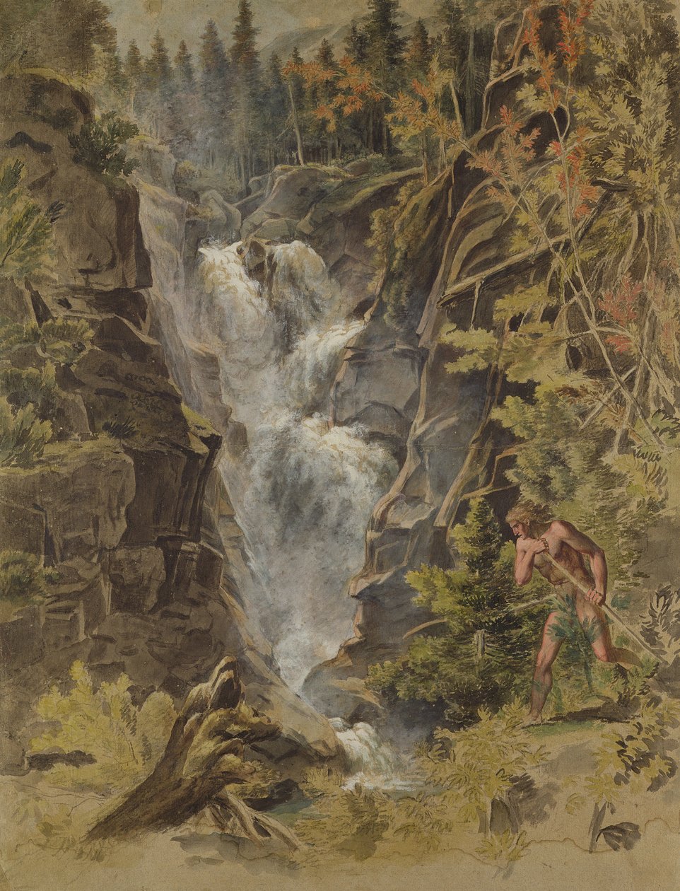 Vodopády Reichensbach v Meiringenu, 1792-93 (viz také 141497) od Joseph Anton Koch