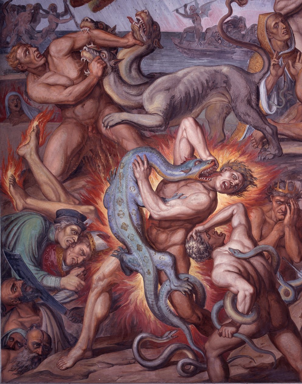 Peklo z Danteovy Božské komedie - Detail - Freska od Joseph Anton Koch