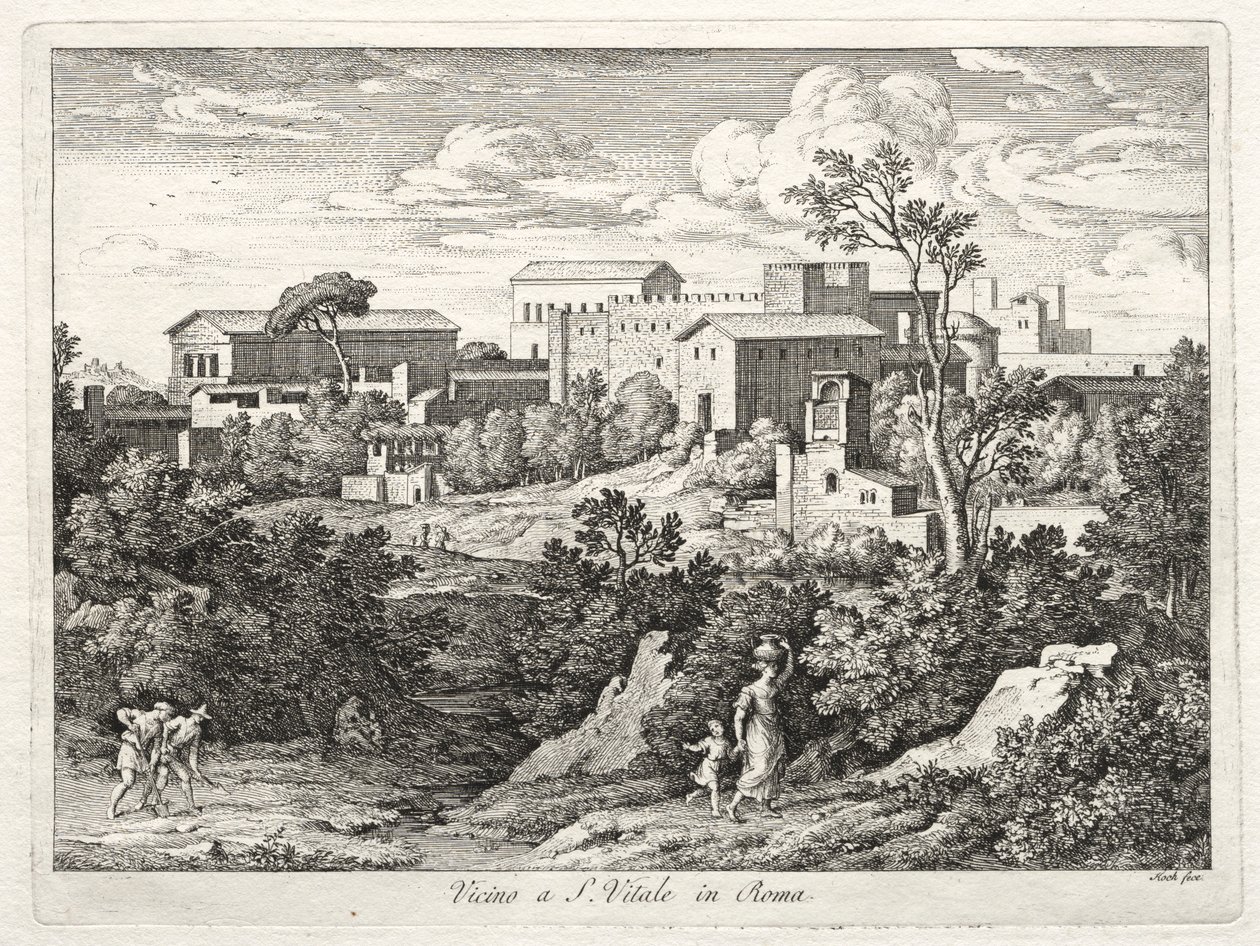 Pohled na San Vitale, Řím, c. 1810. od Joseph Anton Koch