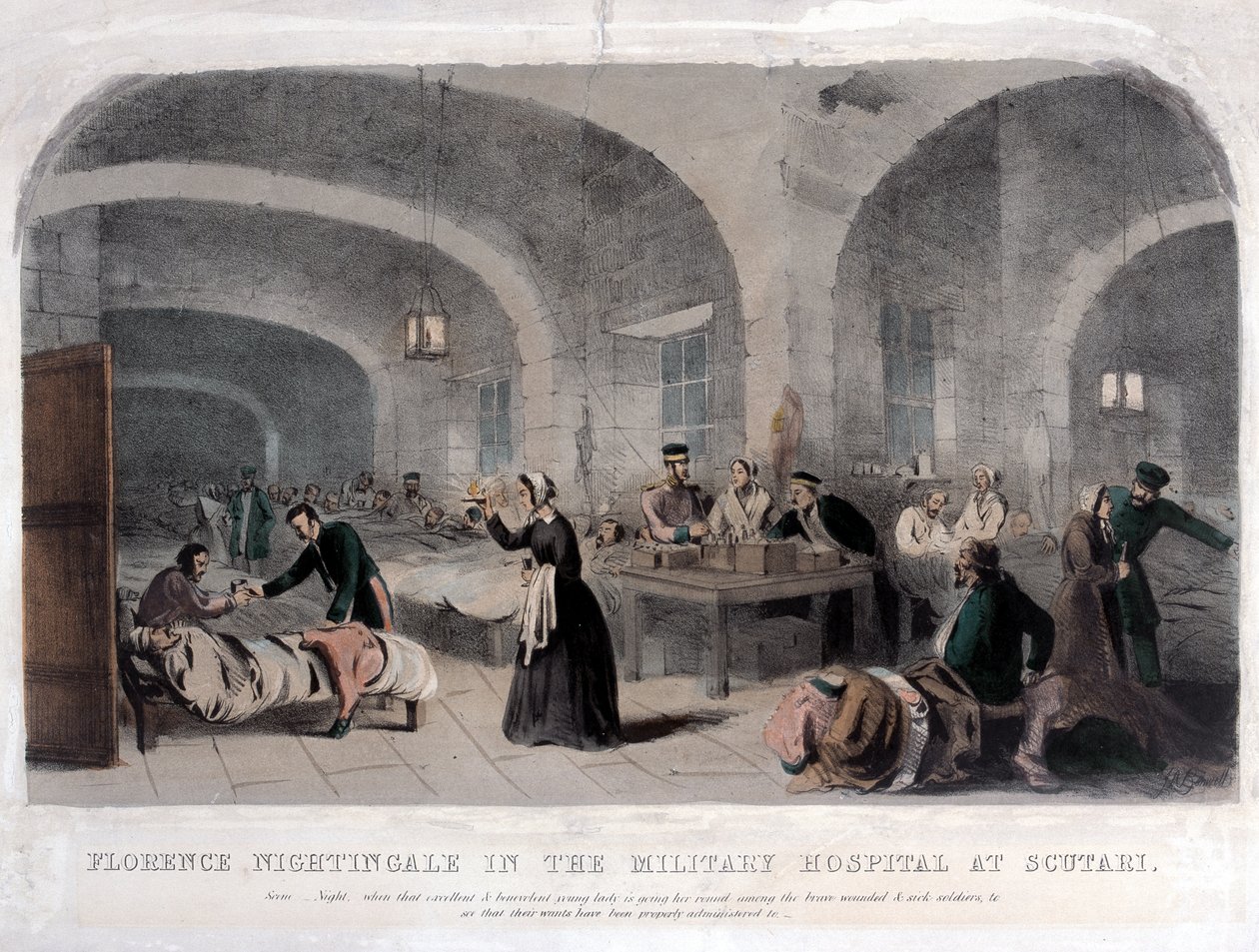Florence Nightingale (1820-1910) ve vojenské nemocnici ve Scutari během krymské války, 1856 od Joseph Austin Benwell