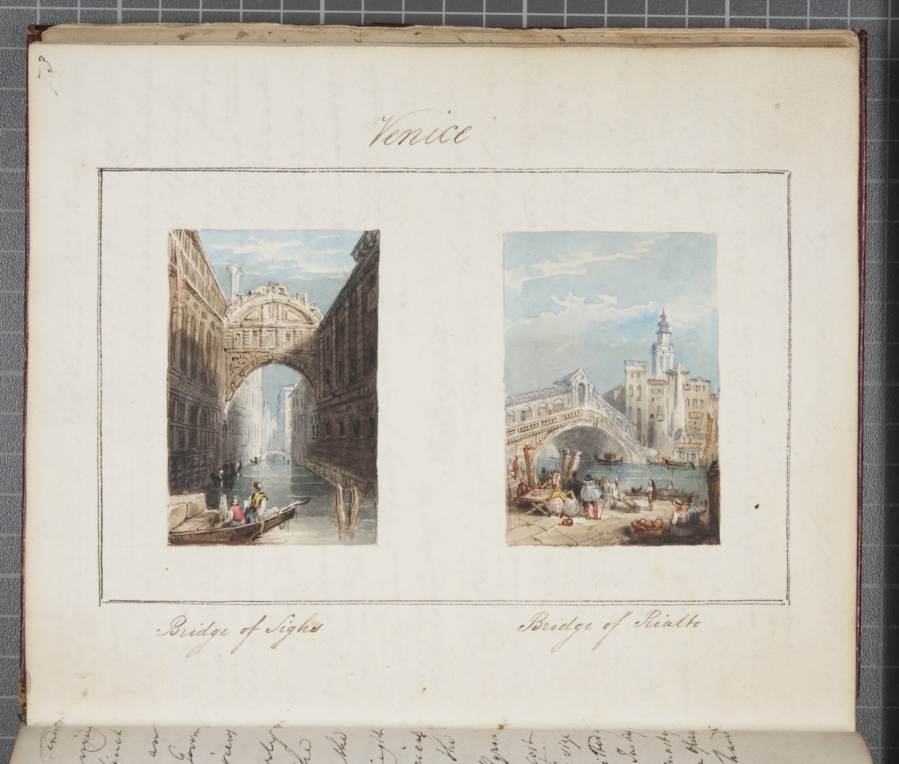Benátky, vloženo do Thomas Moodys Journal o turné po Švýcarsku a Itálii, 1822 (wc na papíře) od Joseph Axe Sleap