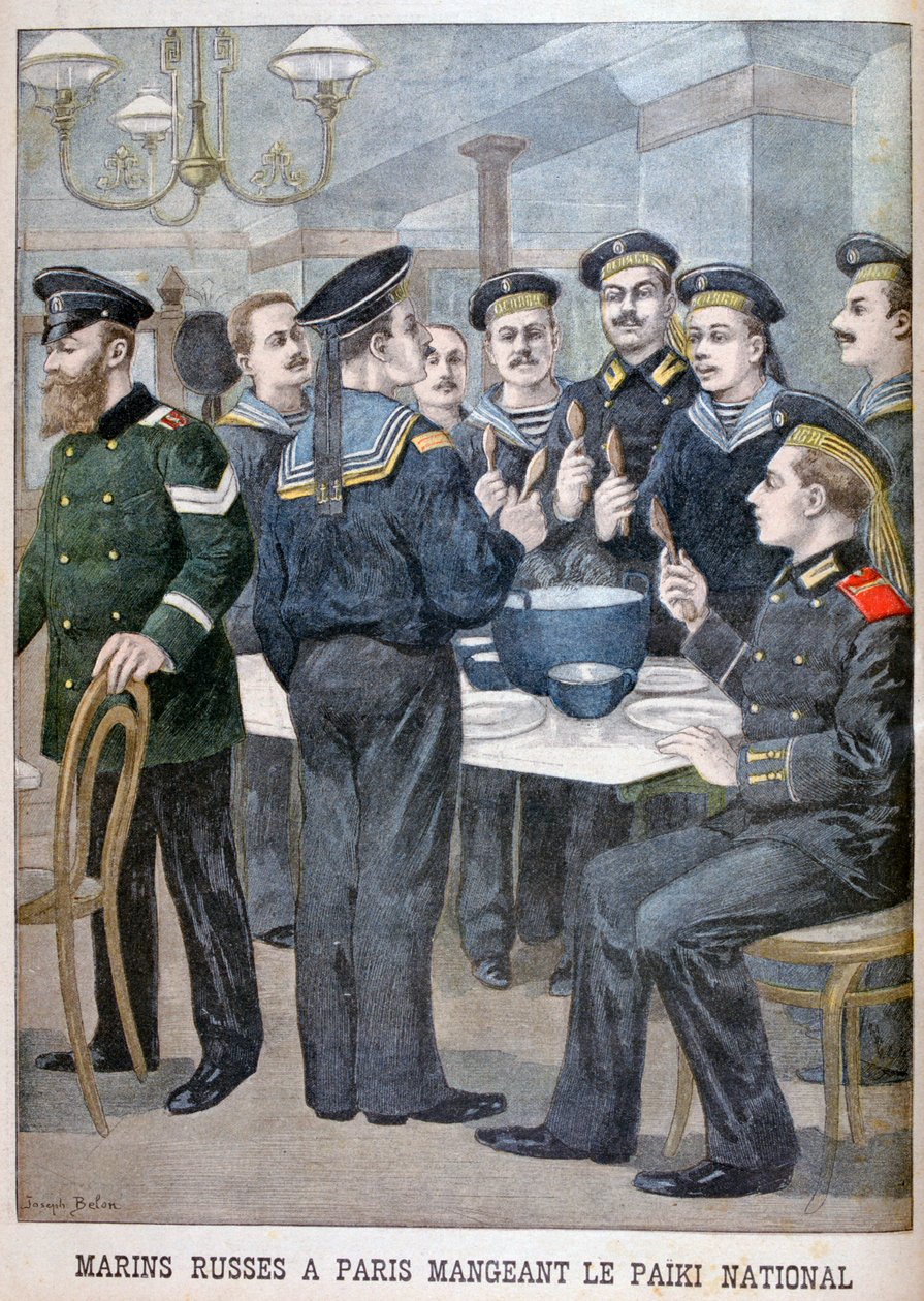 Ruští mariňáci jedí paiki v Paříži, 1900 od Joseph Belon