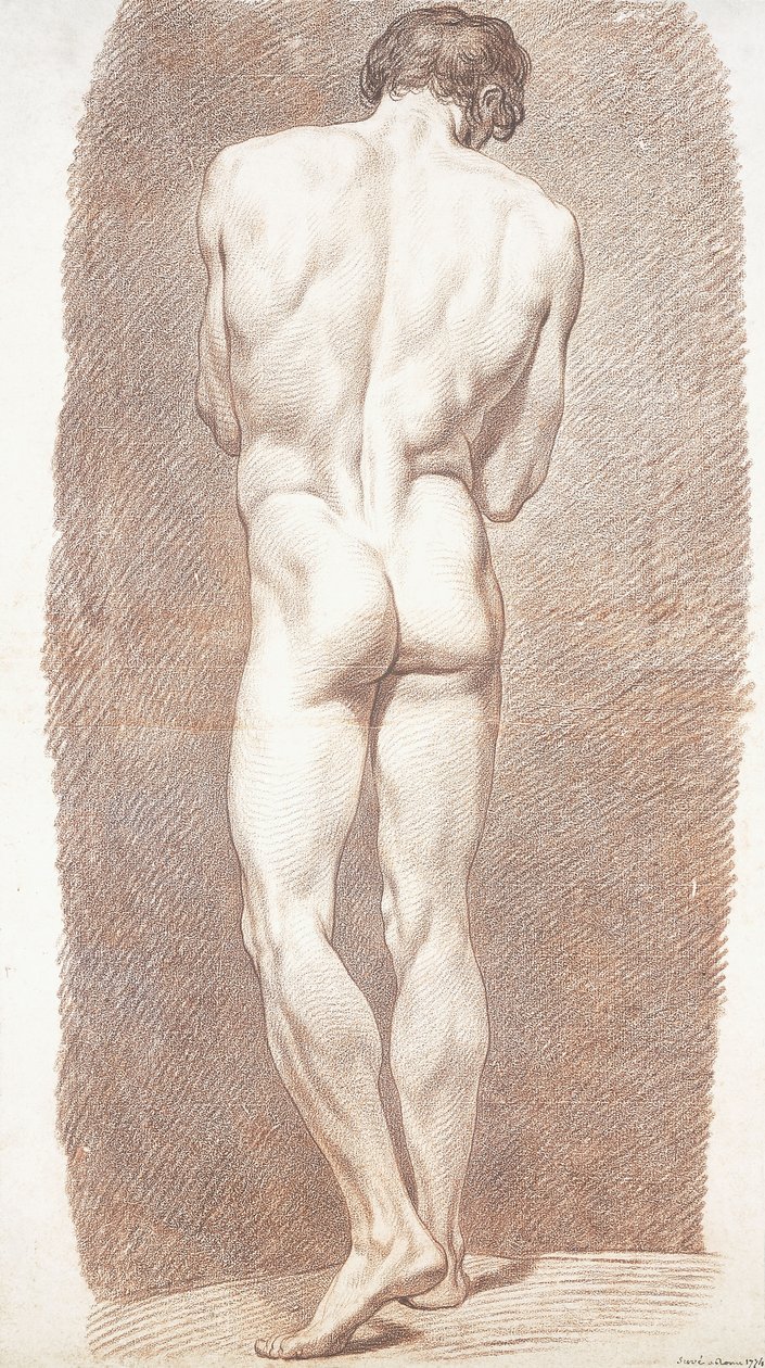 Studie mužského aktu, při pohledu zezadu, 1774 od Joseph Benoît Suvée
