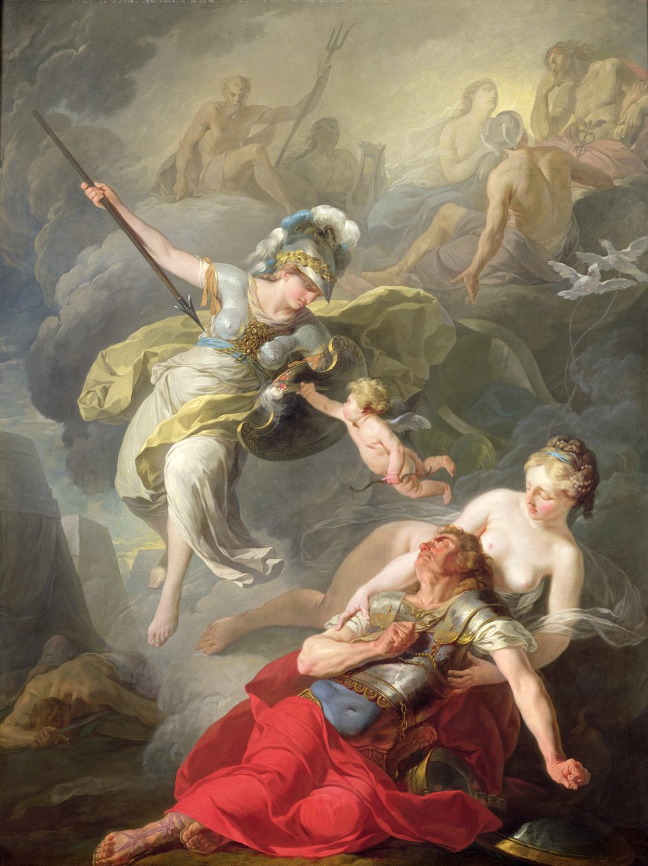 Bitva mezi Minervou a Marsem, 1771 od Joseph Benoît Suvée