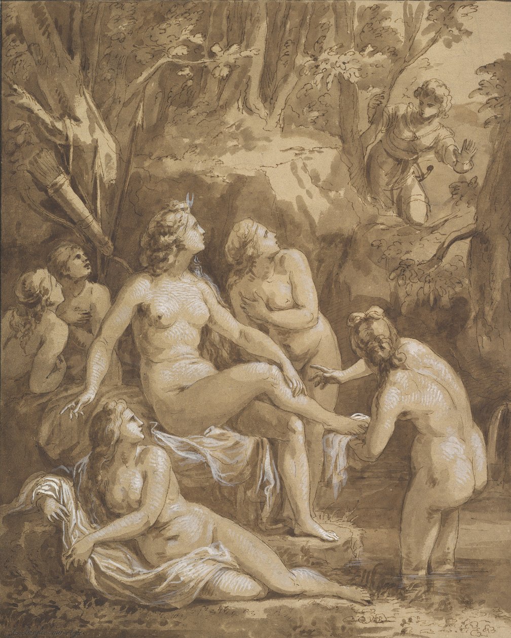 Diana a Actaeon, konec 18.-začátek 19. století. od Joseph Bergler
