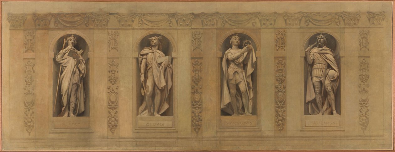 Náčrt kostela Saint-Paul-Saint-Louis: Robert le Pieux. Clovis. Saint Louis. Karla Velikého, mezi lety 1873 a 1875 (olej na plátně) od Joseph Blanc
