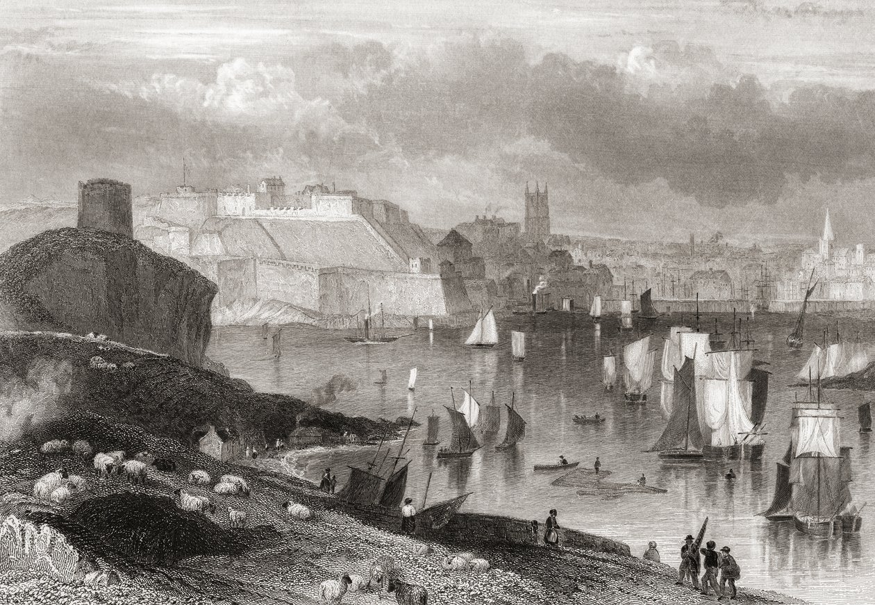 Plymouth, Devon, pohled z hory Batten (print) od Joseph Brown