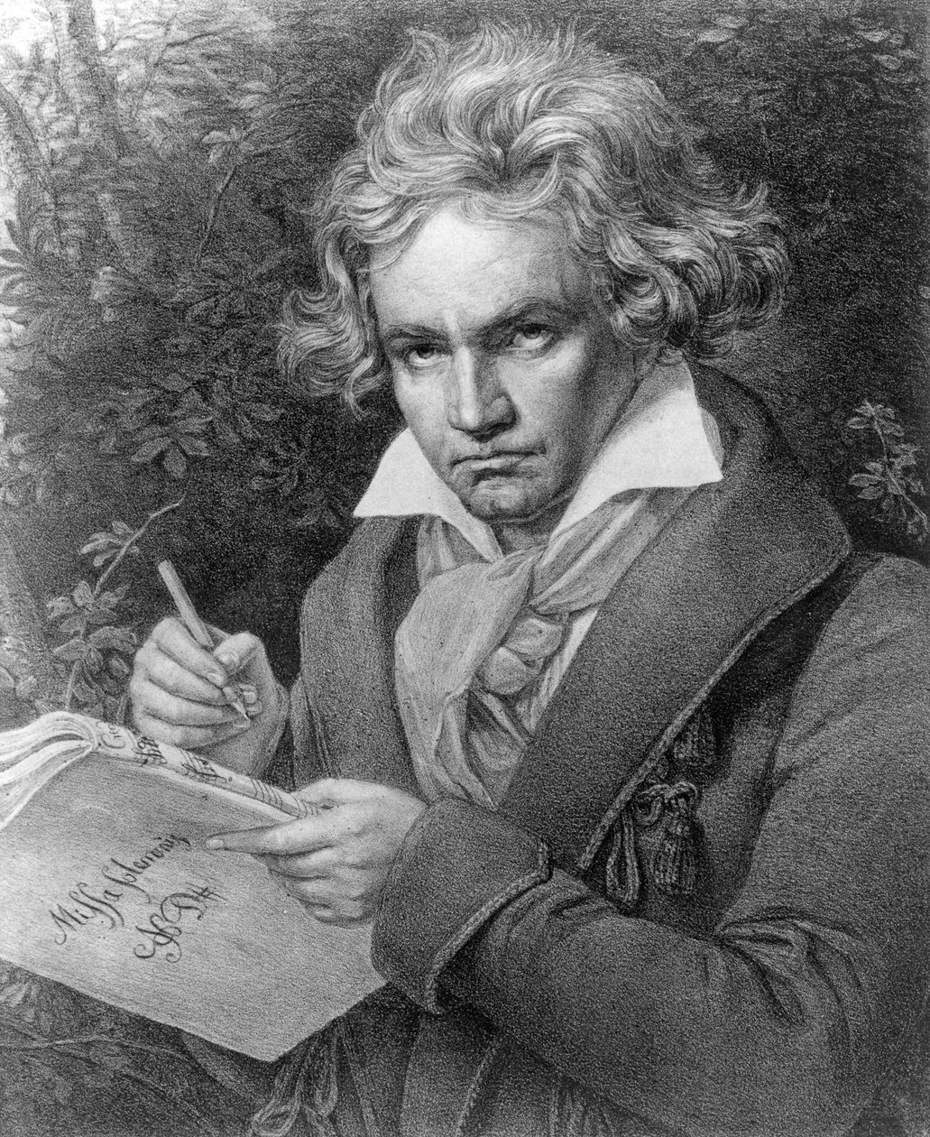Ludwig van Beethoven skládá svou „Missa Solemnis“, 1819 (litografie) od Joseph Carl Stieler