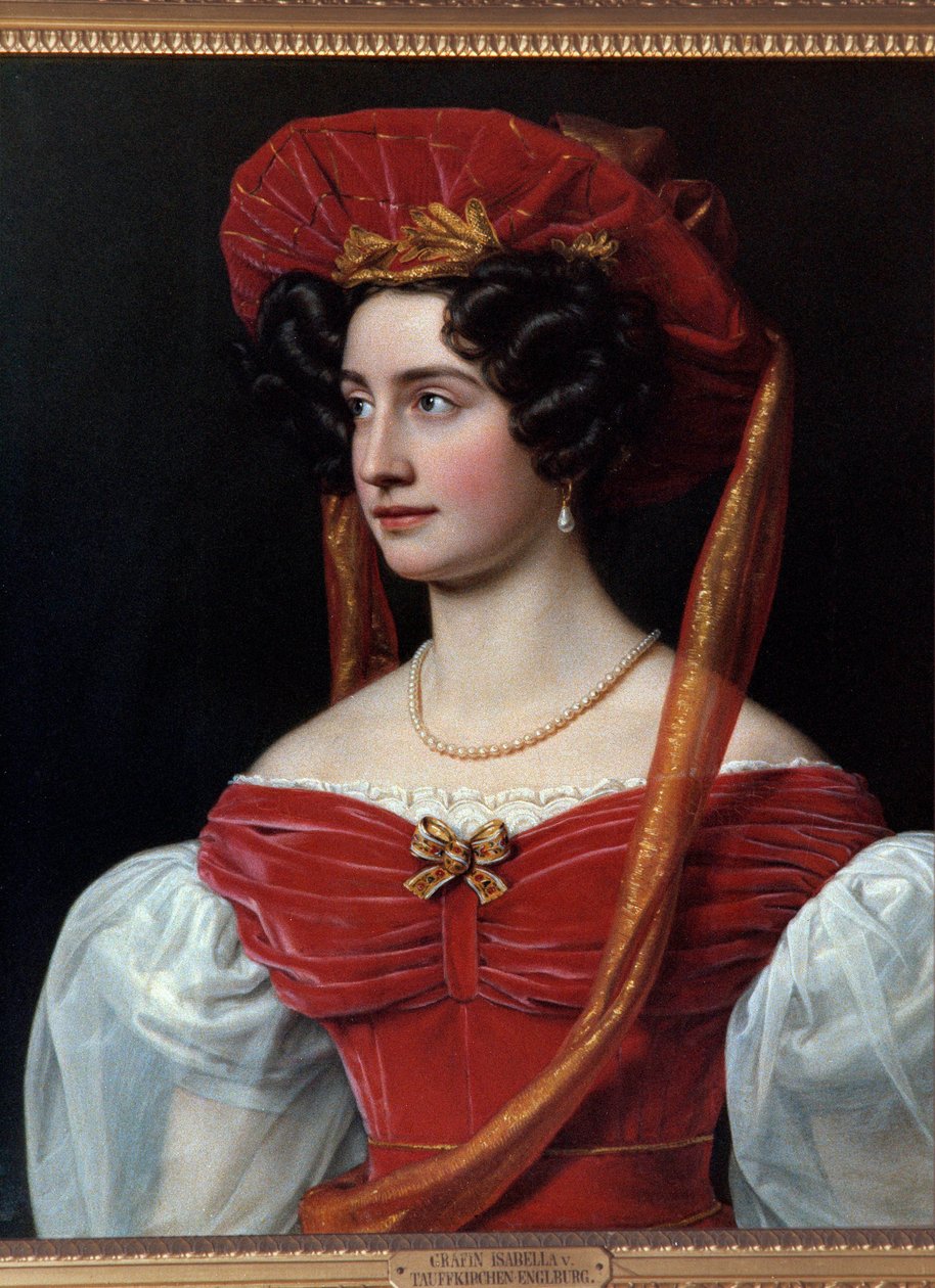 Portrét ženy s červeným kloboukem od Josepha Karla Stielera (1781-1858) 19. století. Mnichov, Chateau De Nymphenburg od Joseph Carl Stieler
