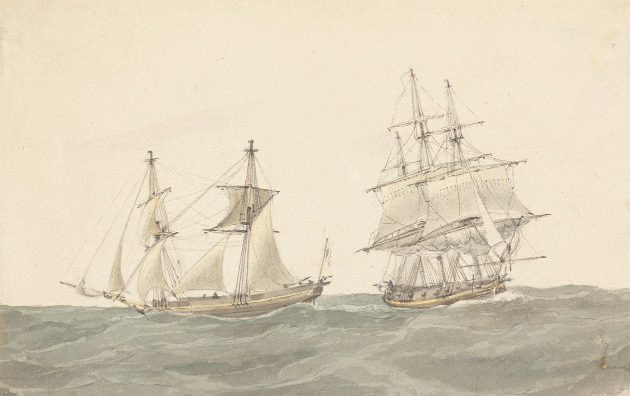 Barquentine a fregata v těžkých mořích od Joseph Cartwright