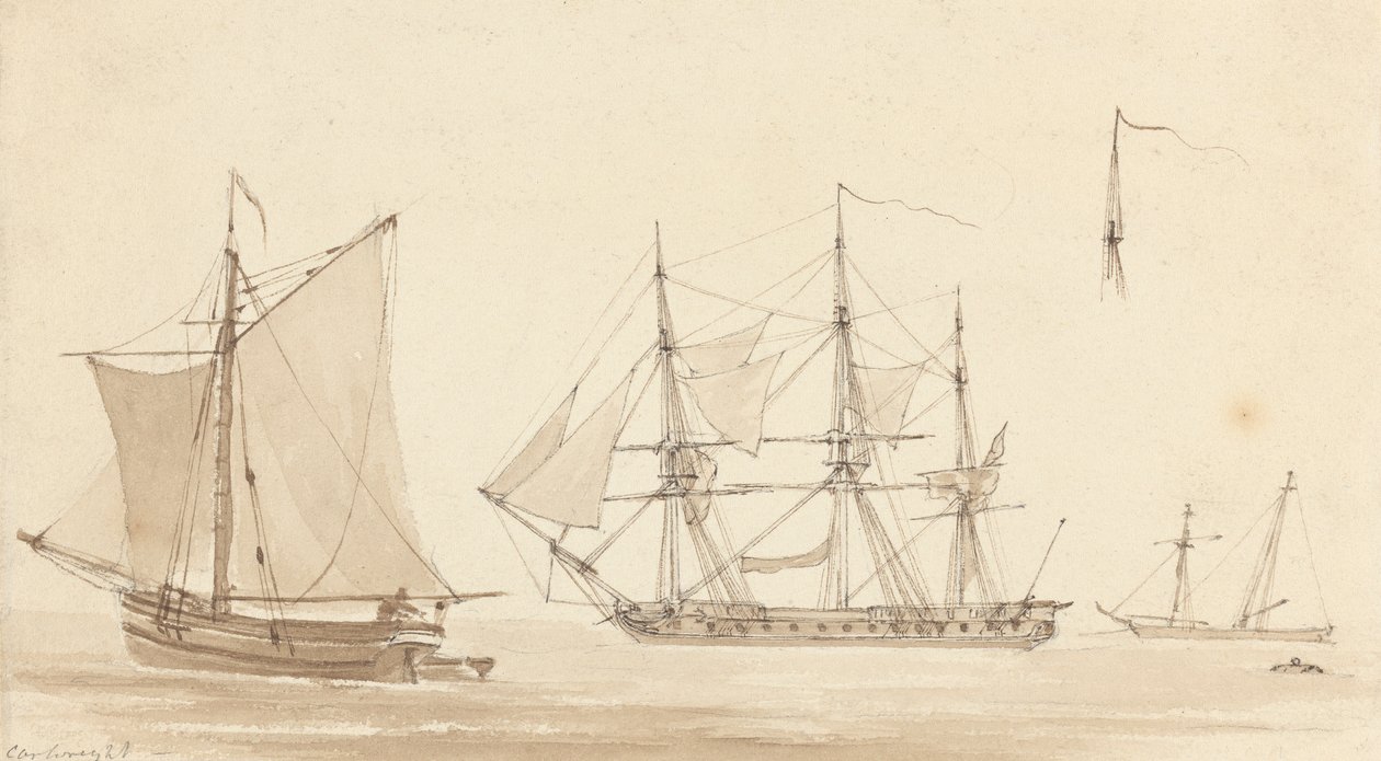 Škuner, Corvette a Fishing Smack od Joseph Cartwright