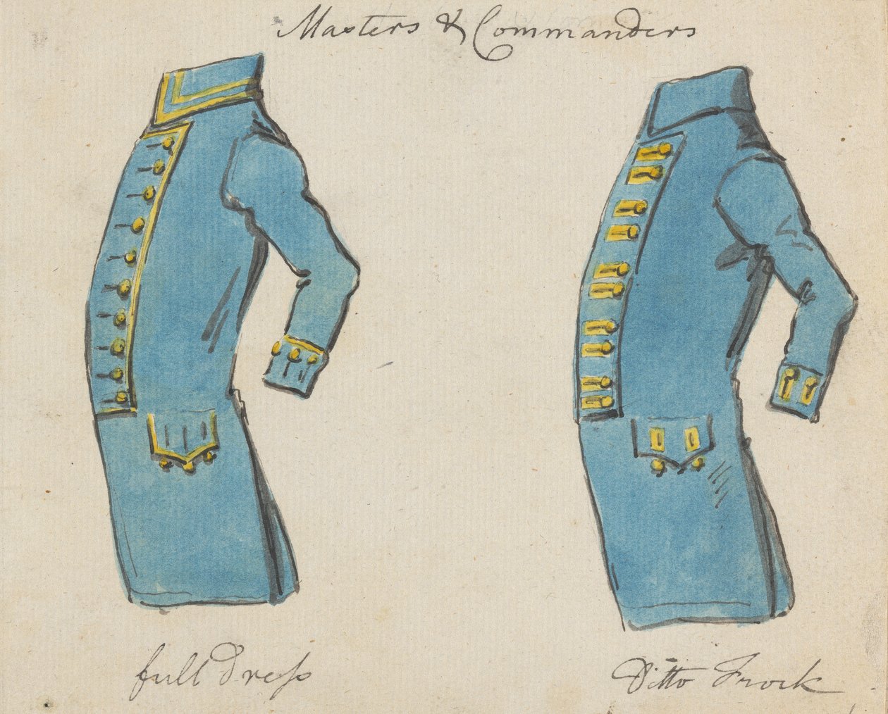 Boční pohled na dvě námořní bundy; Mistři a velitelé od Joseph Cartwright