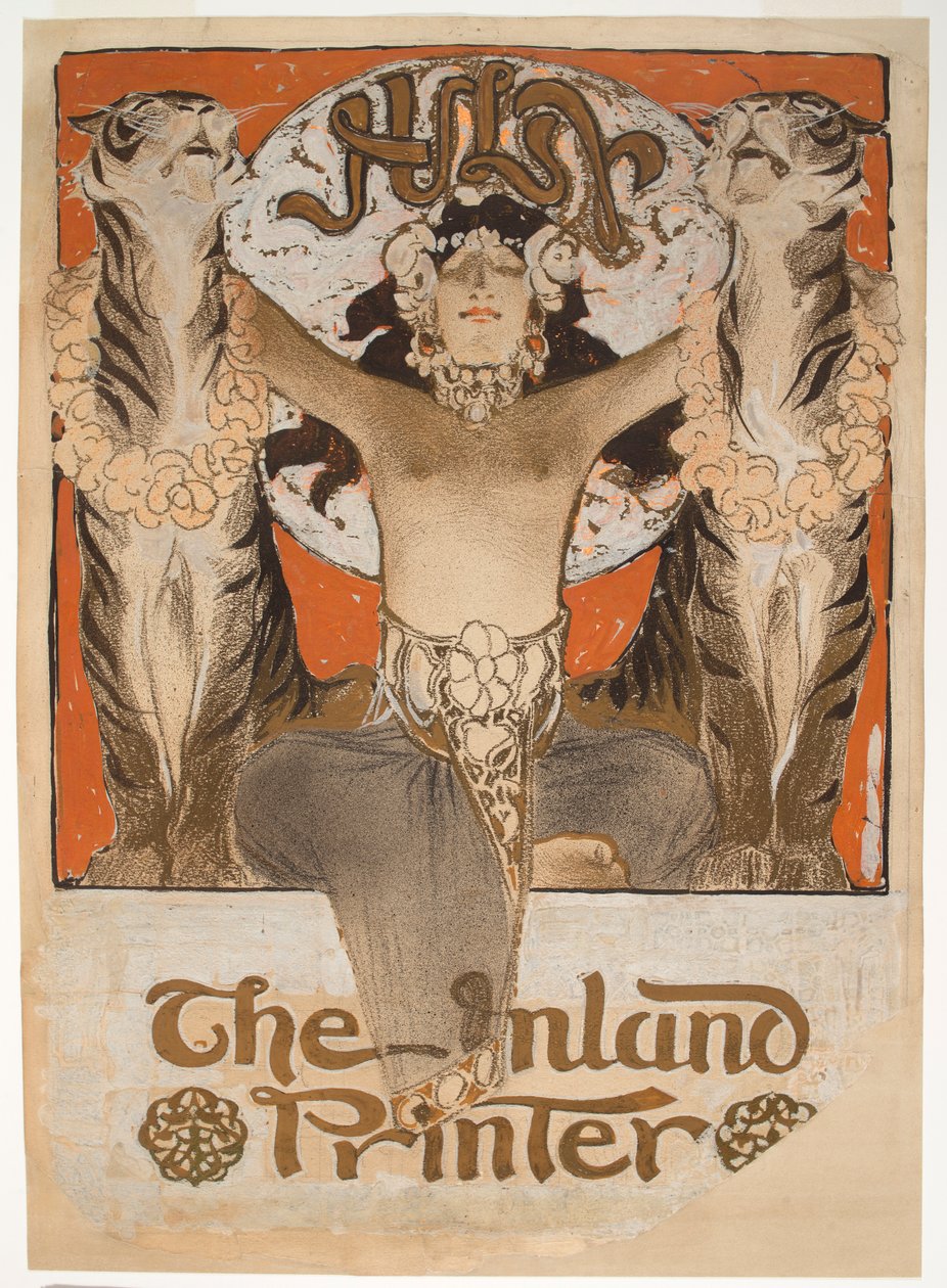 Obálka obrázku „The Inland Printer“ (pero a inkoust, grafit a bílý kvaš na papíře) od Joseph Christian Leyendecker