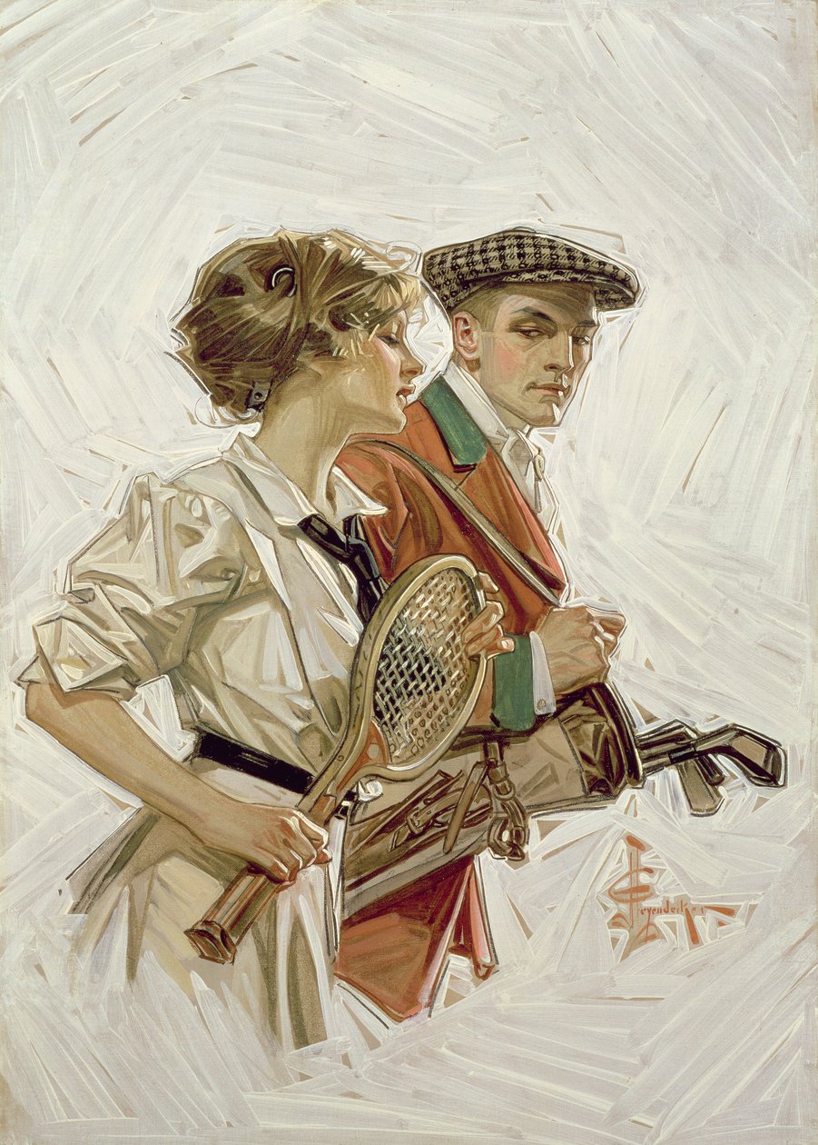 Golf nebo tenis?, kolem roku 1915 (olej na plátně) od Joseph Christian Leyendecker