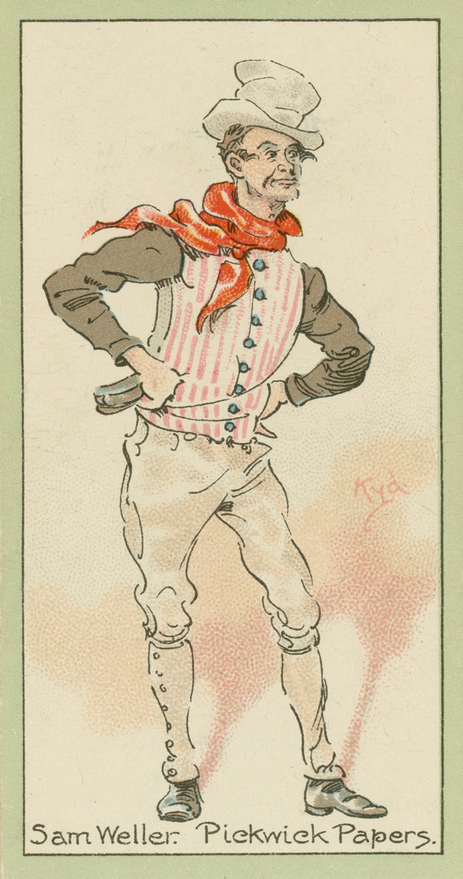 Sam Weller, Pickwick Papers (barevná litografie) od Joseph Clayton (1856-1937) (after) Clarke