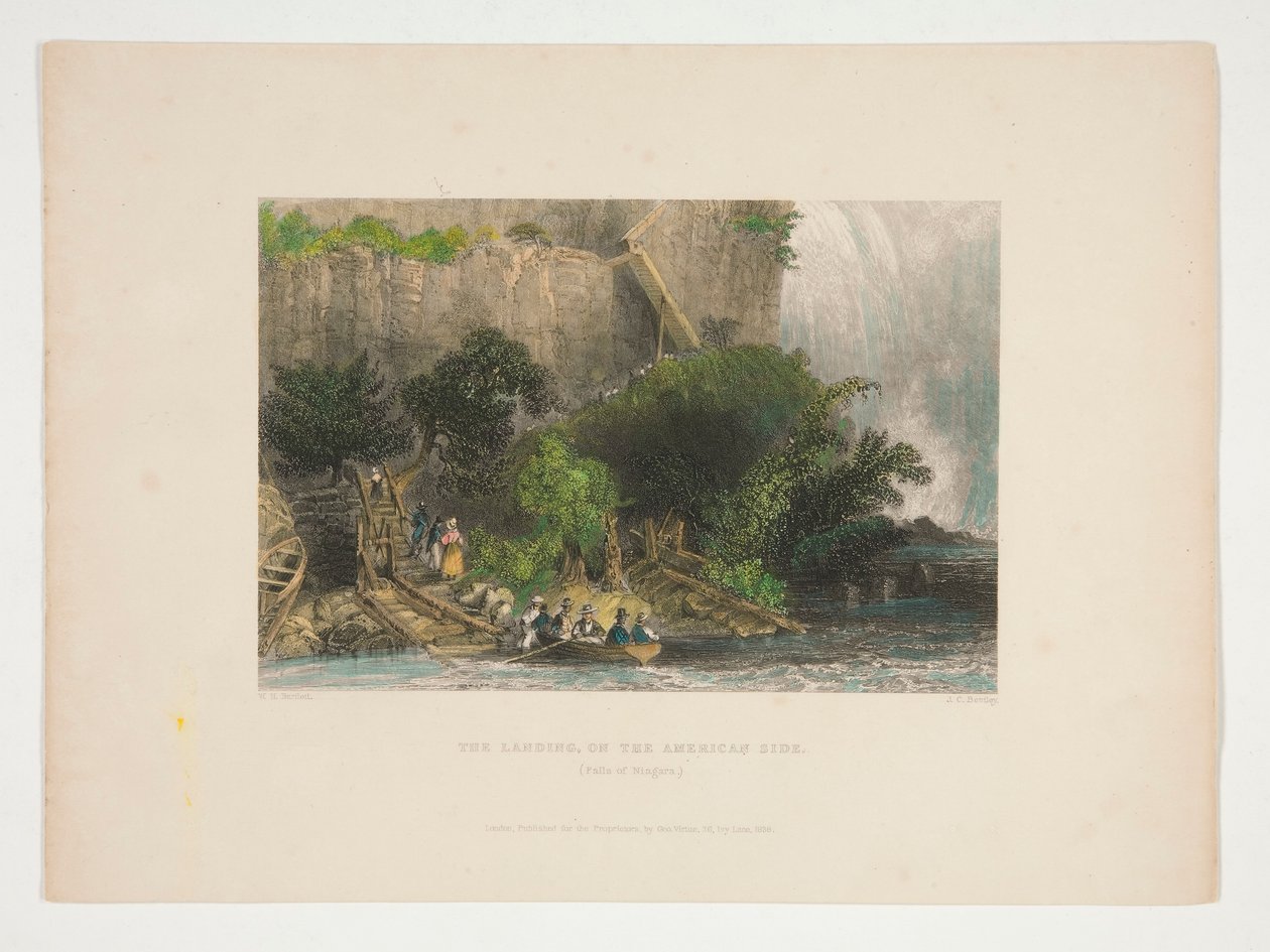 The Landing, on the American Side (Falls of Niagara), ilustrace pro Nathaniela Parkera Willise od Joseph Clayton Bentley