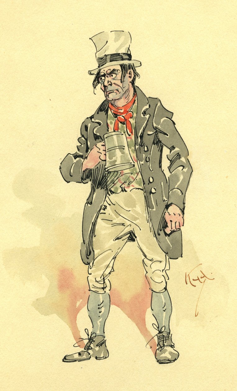 Bill Sikes (inkoust a wc na papíře) od Joseph Clayton Clarke