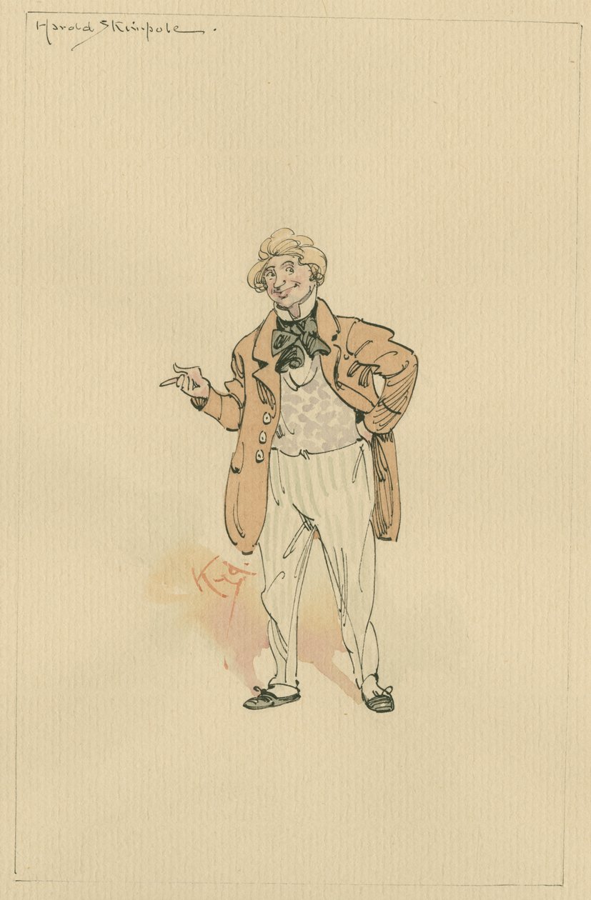 Harold Skimpole, cca 1920 (pero a inkoust s wc na papíře) od Joseph Clayton Clarke